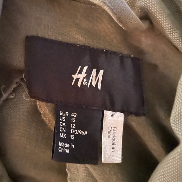 H&M Kakhi Green Ladies Utility Jacket Size 12 - Picture 3 of 4